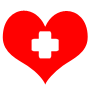 Coração vermelho com cruz branca para indicar a cobertura indenização por morte acidental